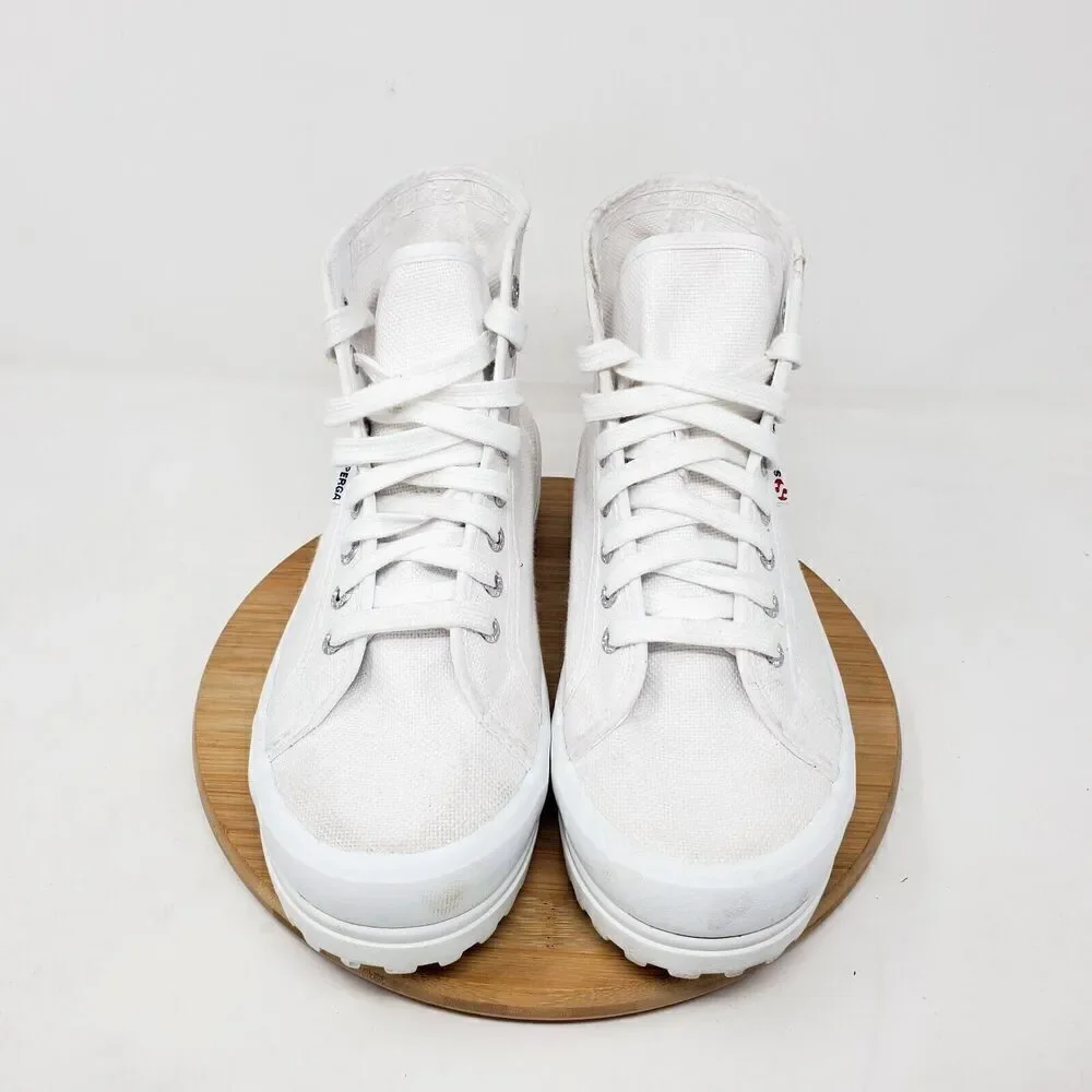 Superga Platform‎ Shoes Womens 8 White Canvas High Chunky Lug Sole Sneaker